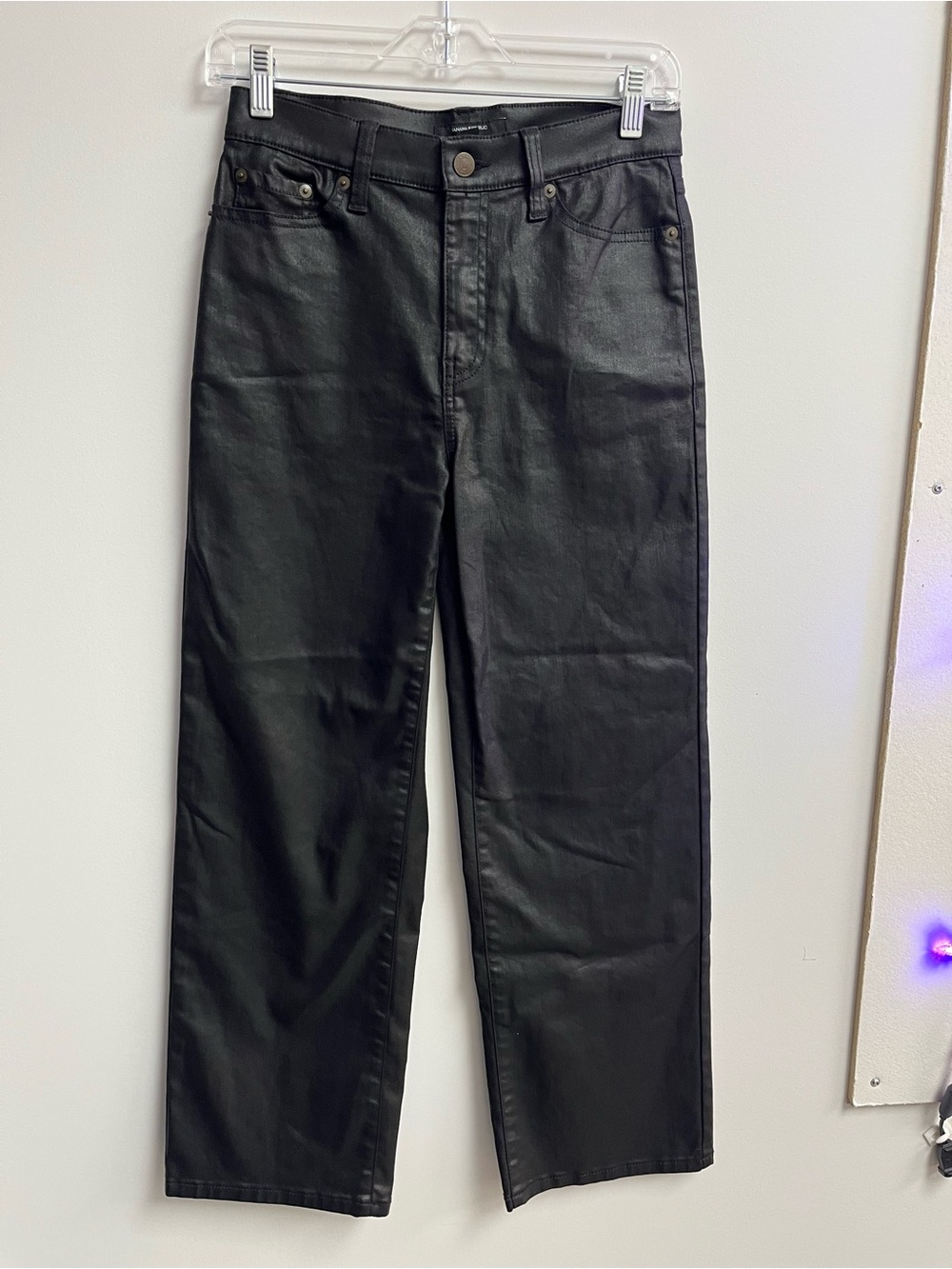 Banana Republic Black Straight-Leg Coated Pants